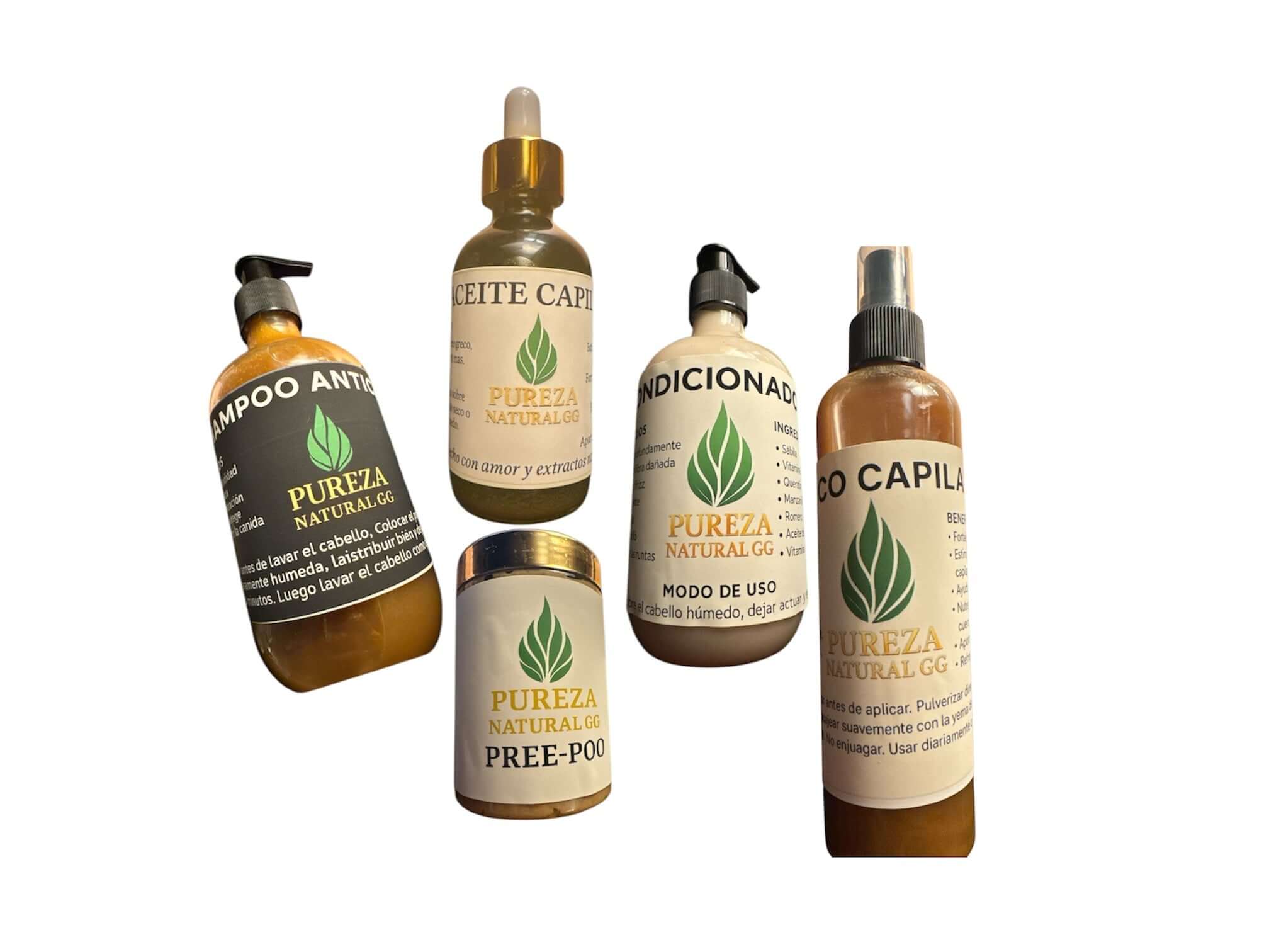 set capilar natural con 5 productos naturales