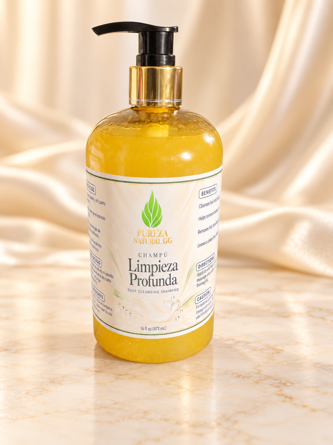 Champú Limpieza Profunda Pureza Natural GG 16 oz | Limpieza del Cuero Cabelludo, Control de Grasa y Eliminación de Residuos