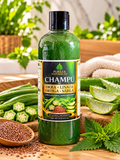 Champú de Okra, Linaza, Ortiga y Sábila Pureza Natural GG 16 oz | Fortalecimiento, Hidratación, Brillo y Suavidad Capilar