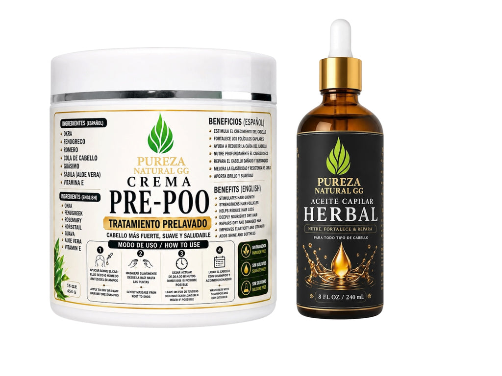 kit crema Pre-Poo y Aceite Capilar Herbal, tratamiento para la salud del cabello, hidratación y suavidad.