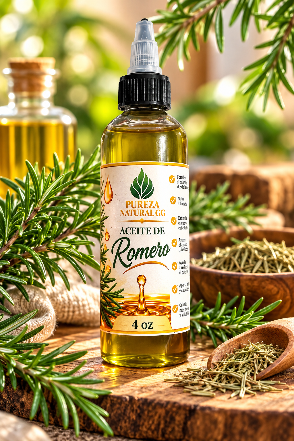 Aceite de Romero Natural para el Cabello – Nutrición, Brillo y Fortalecimiento | Pureza Natural GG