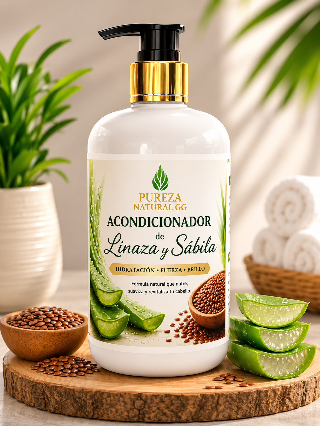 Acondicionador de Linaza y Sábila | Hidratación, Fuerza y Brillo – Pureza Natural GG