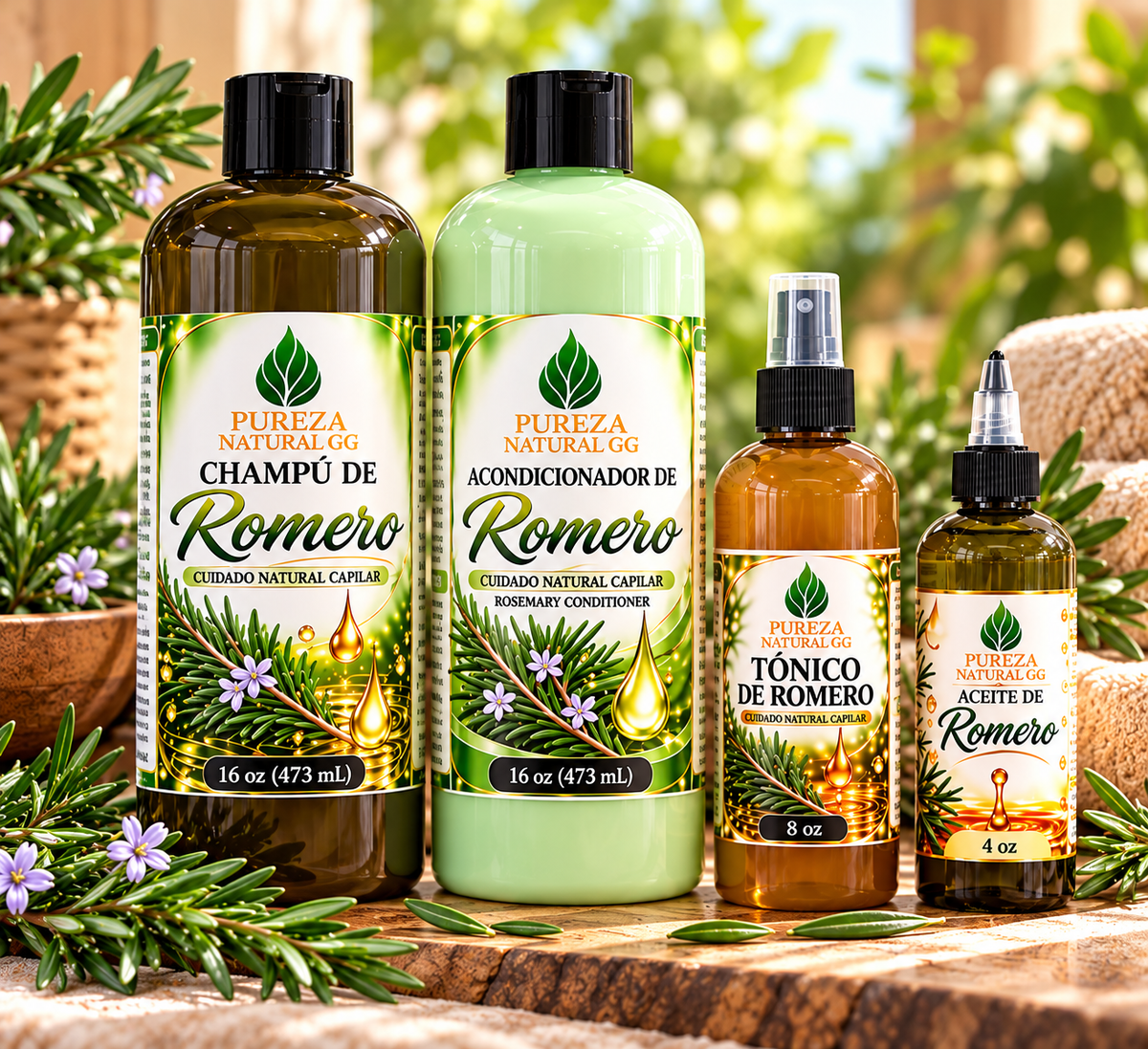 Línea Completa de Romero – Pureza Natural GG | Kit de 4 Productos