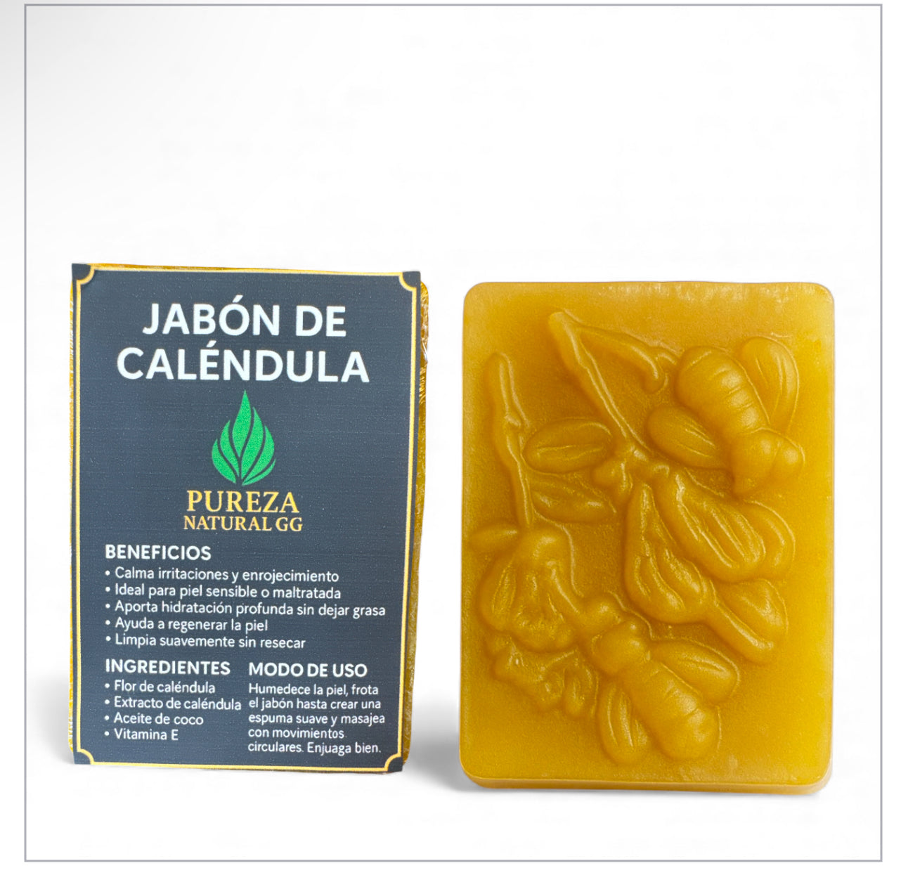 Jabón Artesanal de Flor de Caléndula – Limpieza, Suavidad y Cuidado Natural | Pureza Natural GG