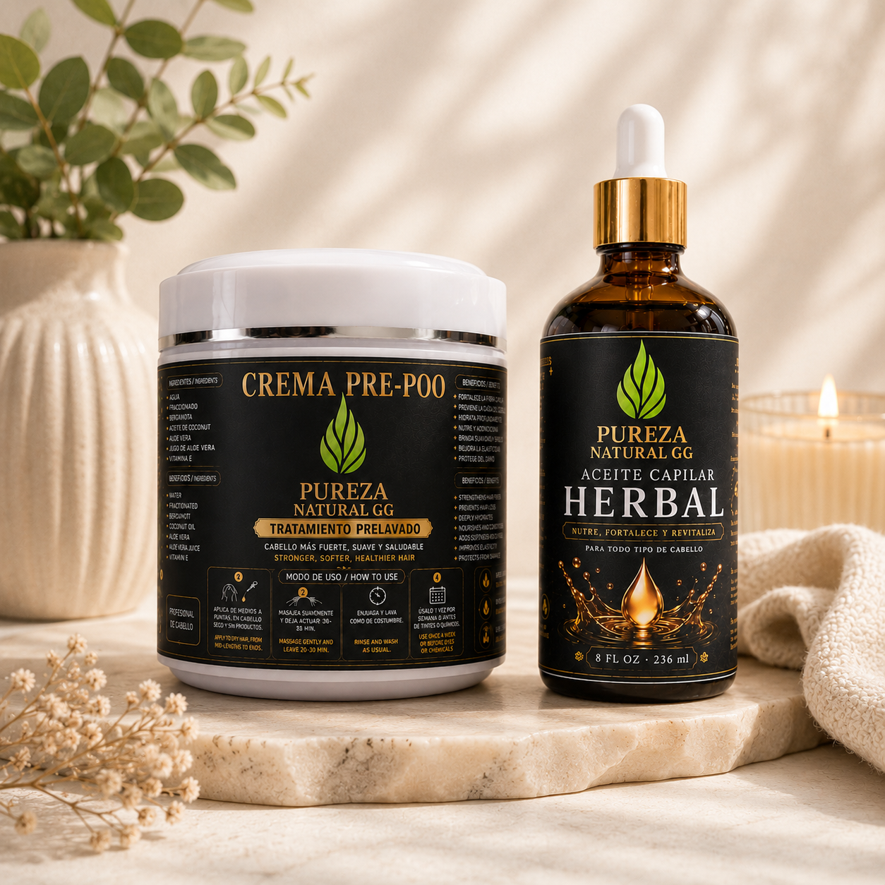 kit Crema Pre-Poo + Aceite Capilar capilar herbal Nutritivo