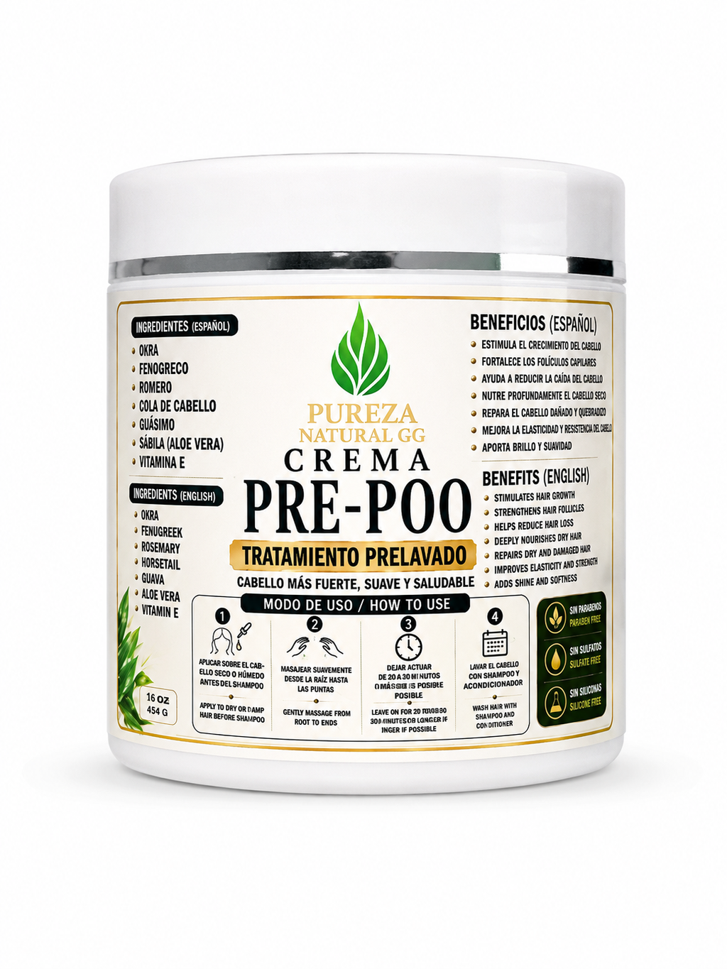 Crema Pree-Poo nutritivo con hierbas para tratamiento prelavado de cabello saludable
