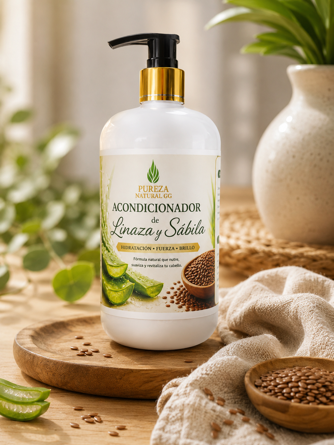 Acondicionador de Linaza y Sábila | Hidratación, Fuerza y Brillo – Pureza Natural GG
