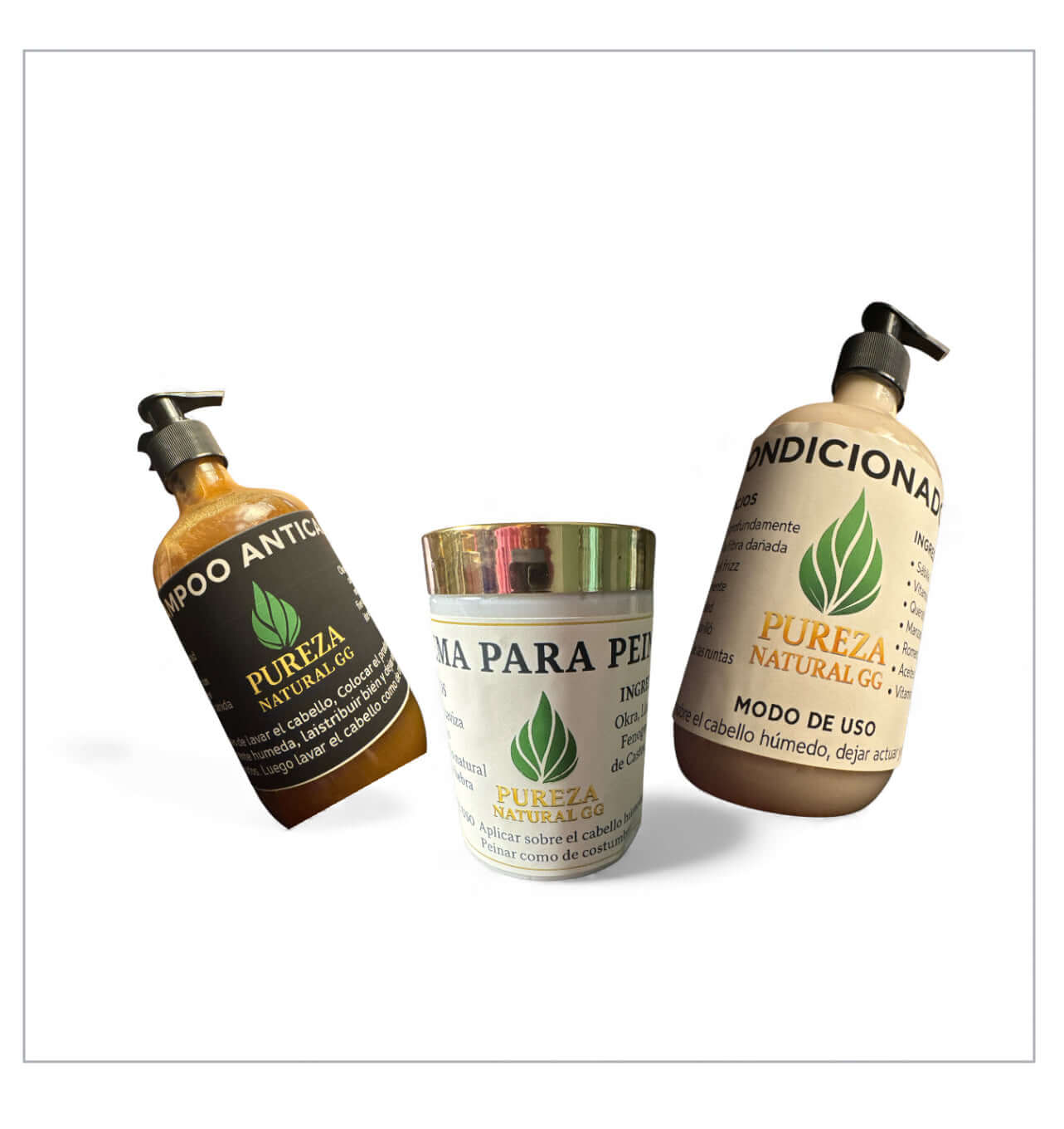 Set Capilar natural 3 Productos shampoo, acondicionador crema